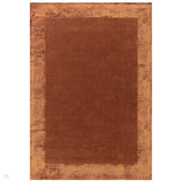 Ascot Modern Plain Hand-Woven Wool Centred Loop Pile Metallic Shimmer Wide Viscose Border Rust/Copper Rug-Asiatic Carpets-Rug Love - The Most Loved Rug Store